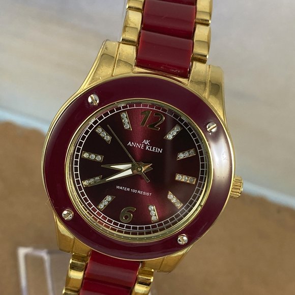 Vintage Anne Klein AK Watch Gold & Maroon Bracelet main image 6